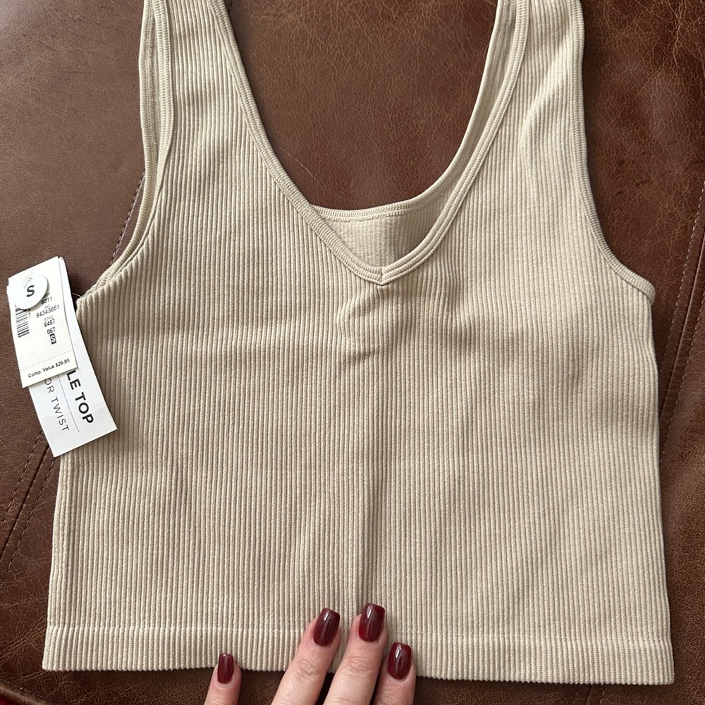 Aeropostale Beige Ribbed Crop Top